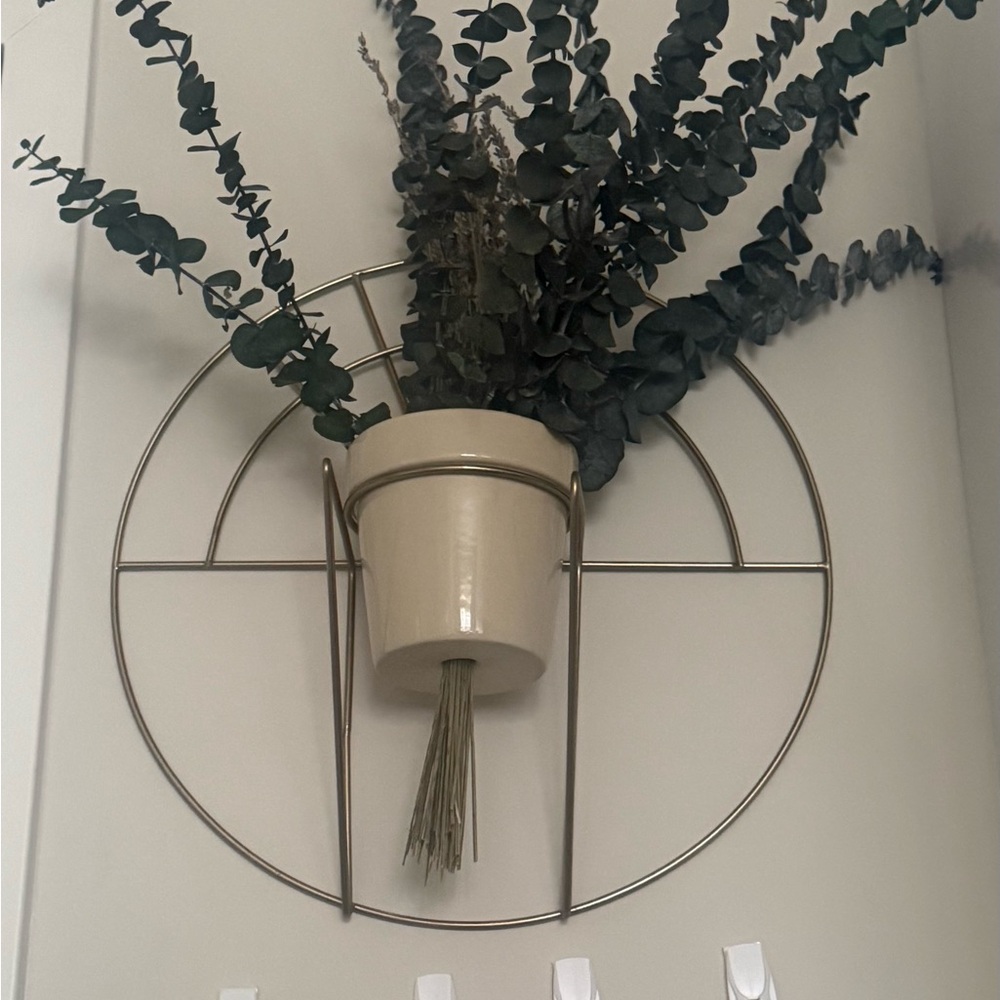 Modern Cream Wall Planter with Metal Frame